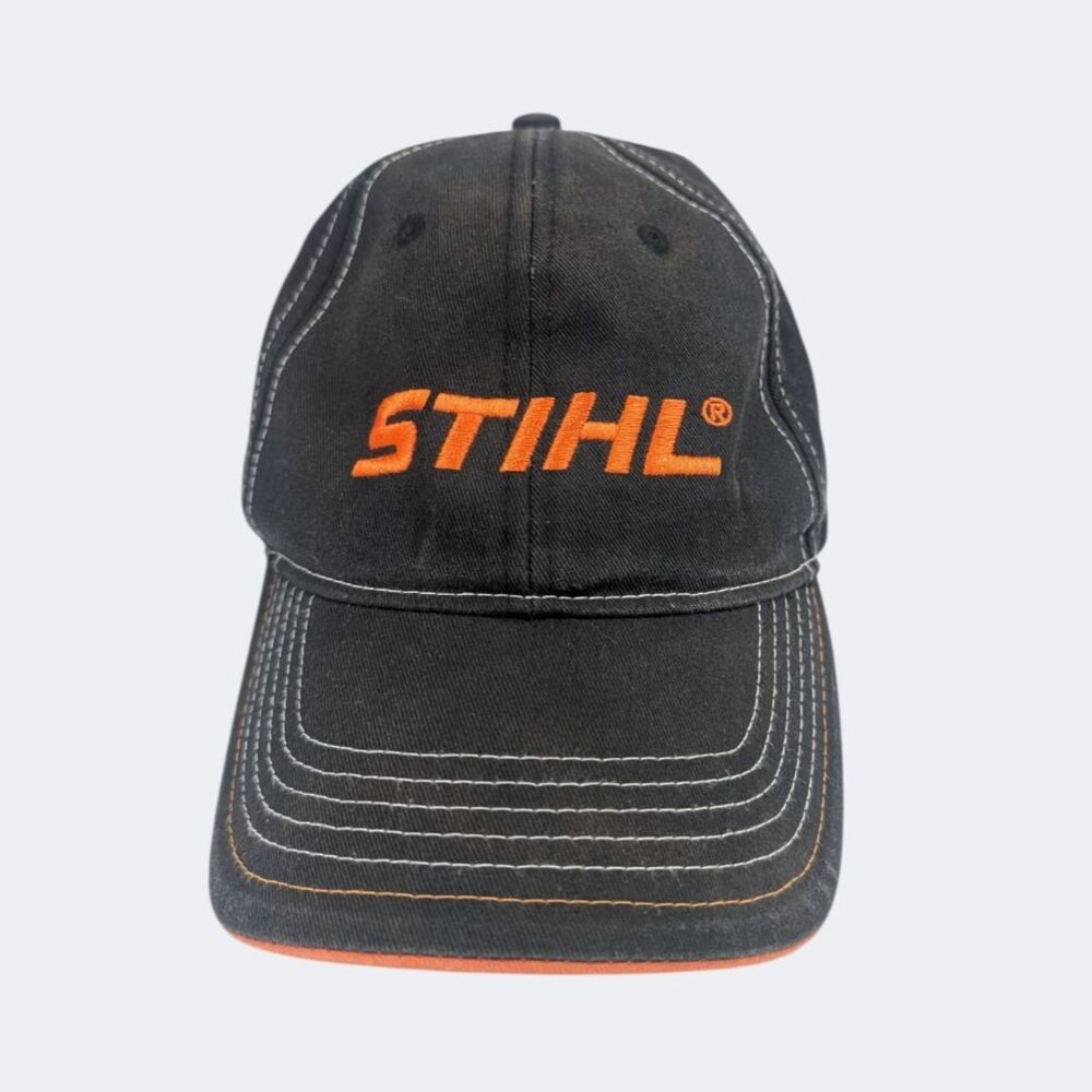 Stihl Chainsaw Power Equipment Black Baseball Cap Outdoor Adjustable Strap Back